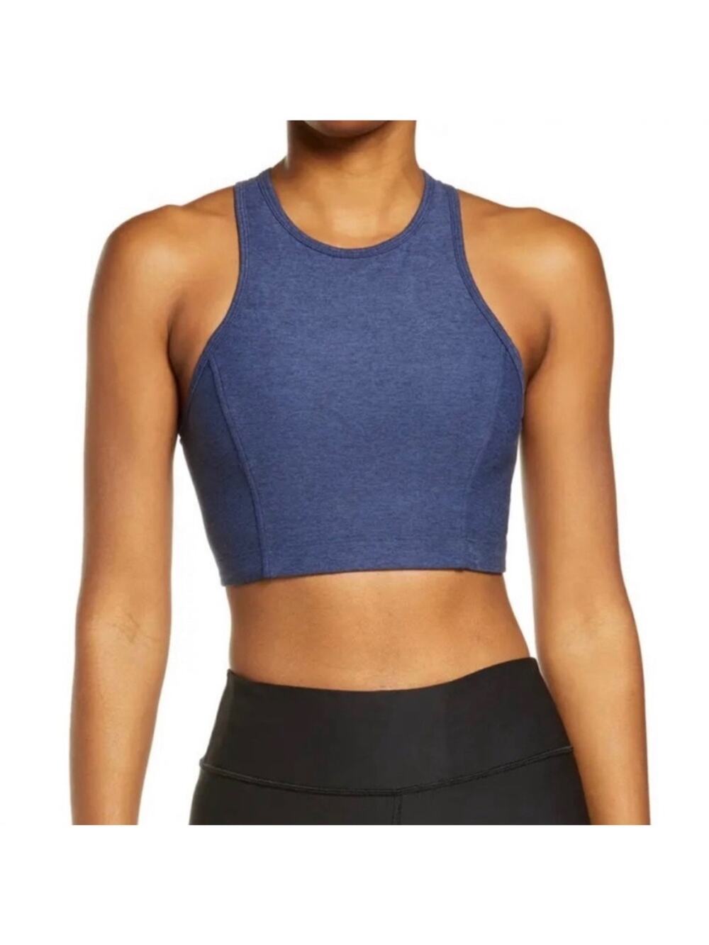 Outdoor Voices Athena Crop Top navy blue racerback